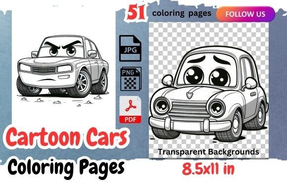 Download Cartoon Car Characters Coloring Sheets - Premium Resources